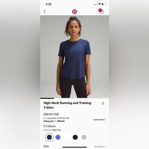 lululemon high neck running and training t shirt navy
